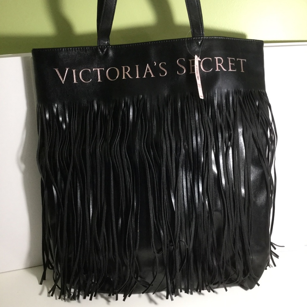 Victoria’s Secret Black Fringed Tote
